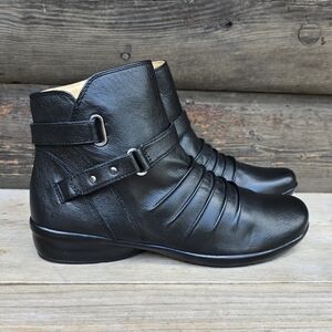 Naturalizer NEW!! Cassini Black Leather, Ruched, Comfort Bootie WMS 10M